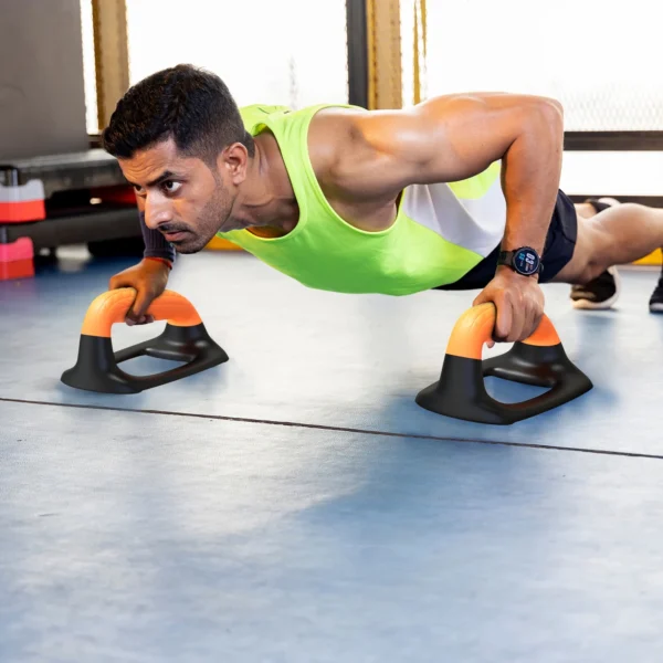 Push Up Bars Pushup Stands Handstand Bars Black & Orange - 1 Pair - Image 2