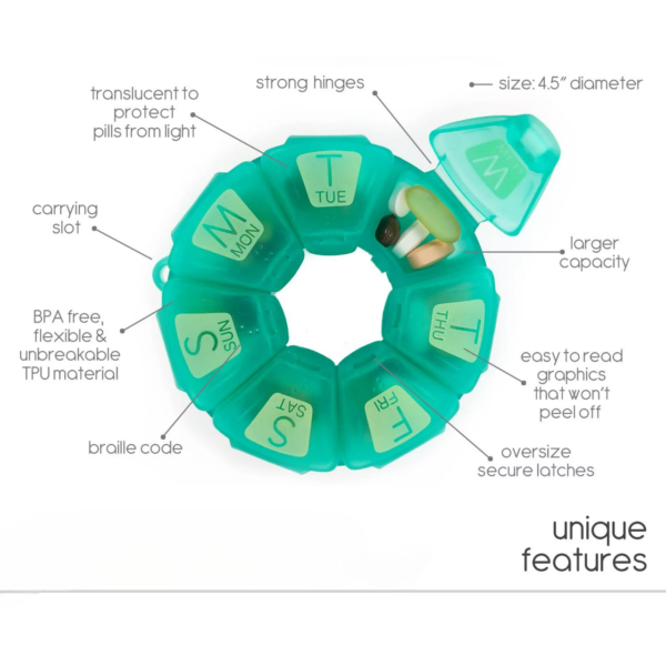 7 Day Pill Organizer Supplements - Aqua - Image 3