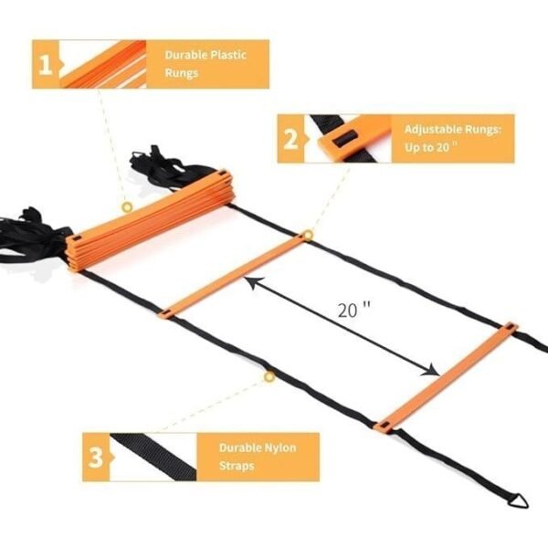 Agility Ladder and Cones 20 Feet 12 Adjustable Rungs Fitness Speed Training Equipment - Image 2