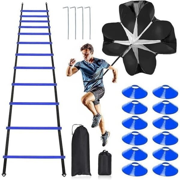 Pro Speed & Agility Training Set—Includes 12 Rung 20ft Adjustable Agility Ladder