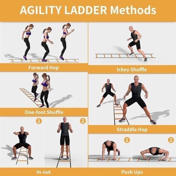 Agility Ladder and Cones 20 Feet 12 Adjustable Rungs Fitness Speed Training Equipment - Image 3