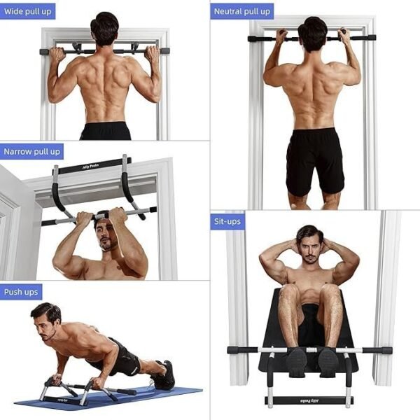 Pull Up Bar for Doorway | Thickened Steel Max Limit 440 lbs Upper Body Fitness Workout Bar - Image 3