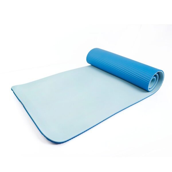 Two Tone Fitness Mat, 10mm, 72inx24in, Blue Color, NBR Foam, with Carry Strap - Image 3